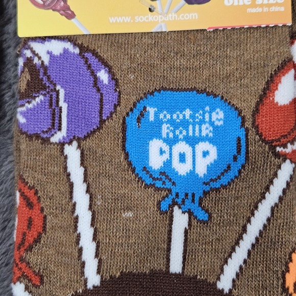 Tootsie Roll & Pops Crew 2 Pair Socks Novelty Design Adult One Size‎ Fun Crazy - Picture 3 of 7